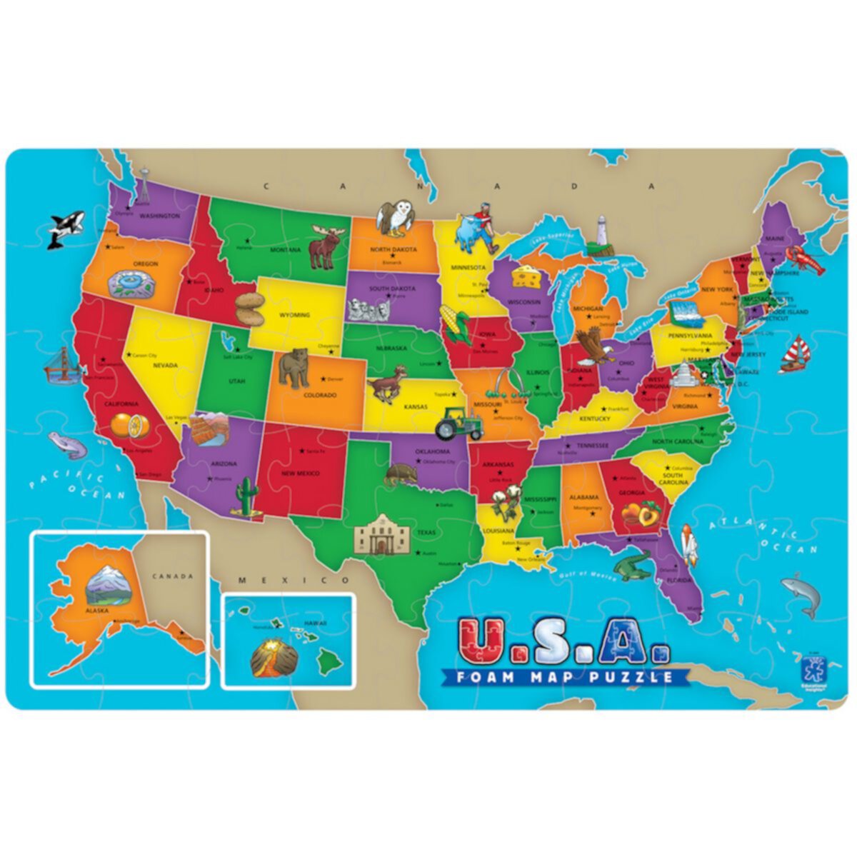 Образовательная информация США Пена-пазл с картой Educational Insights