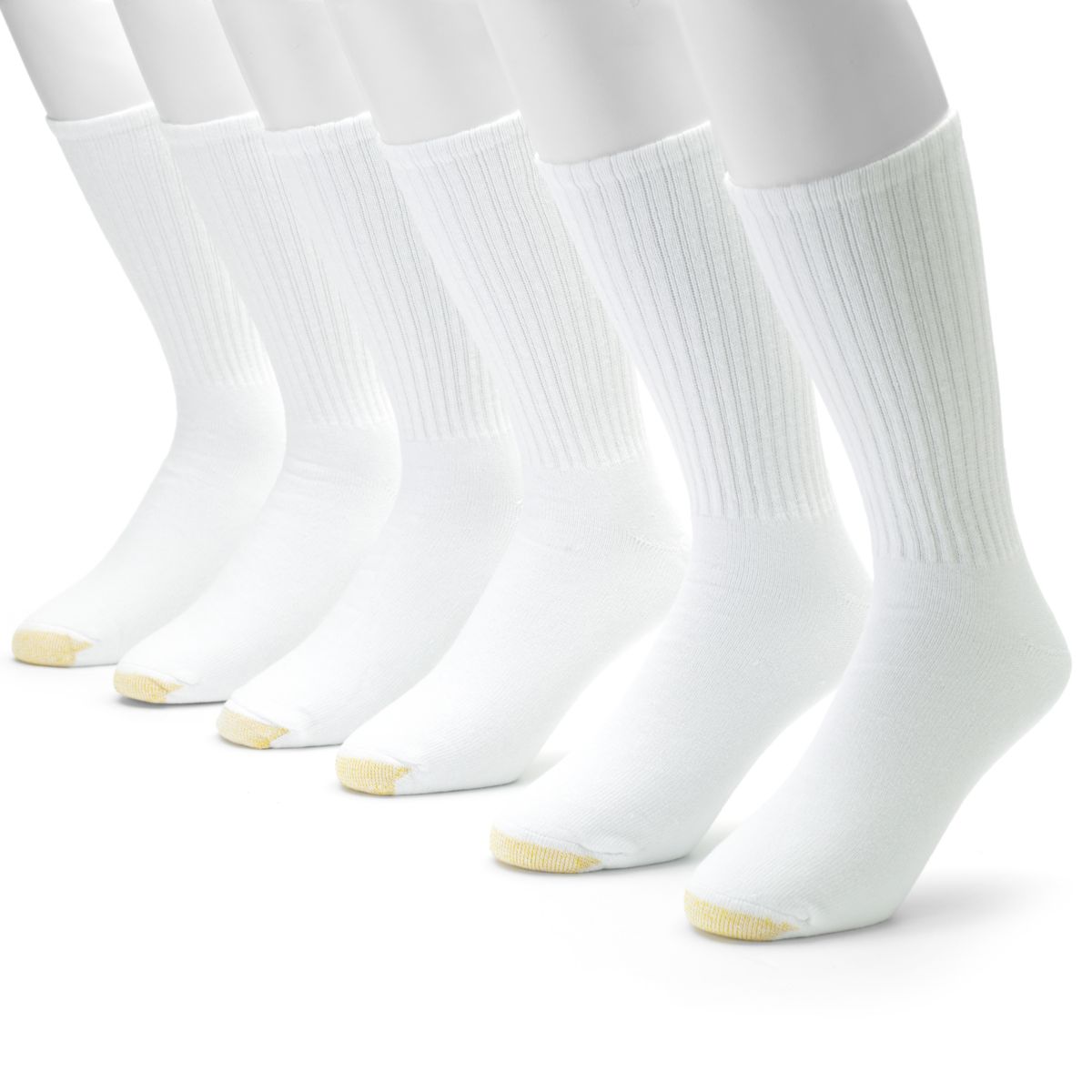 Мужское GOLDTOE® 6 шт. Спортивные носки с круглым вырезом увеличенного размера GOLDTOE
