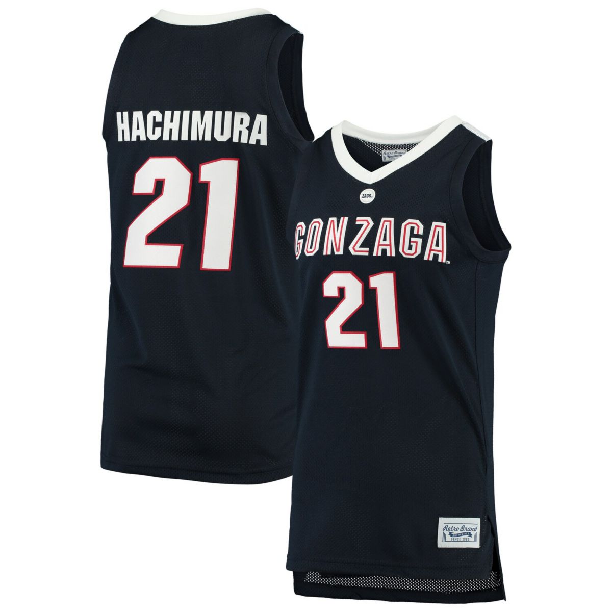 Мужская Футболка Original Retro Brand Rui Hachimura Navy Gonzaga Bulldogs Alumni Basketball Original Retro Brand