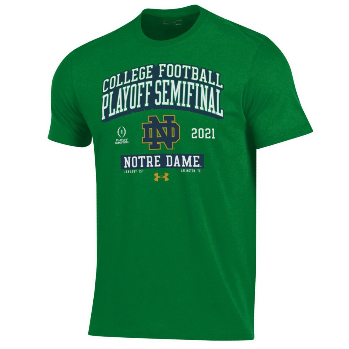 Мужская футболка Under Armour Kelly Green Notre Dame Fighting Irish 2020 College Football Playoff с ограничением Under Armour