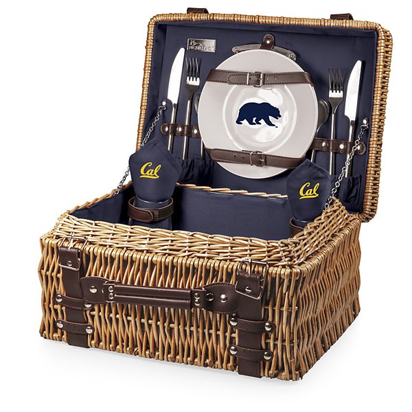 Набор для пикника Picnic Time Cal Golden Bears с корзиной, 2 тарелками 20 см, 2 бокалами 207 мл, нержавеющая сталь Unbranded