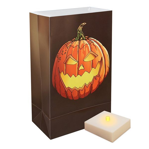 LumaBase 6-pk. Jack-o'-Lantern Timer LumaLite Luminarias LumaBase