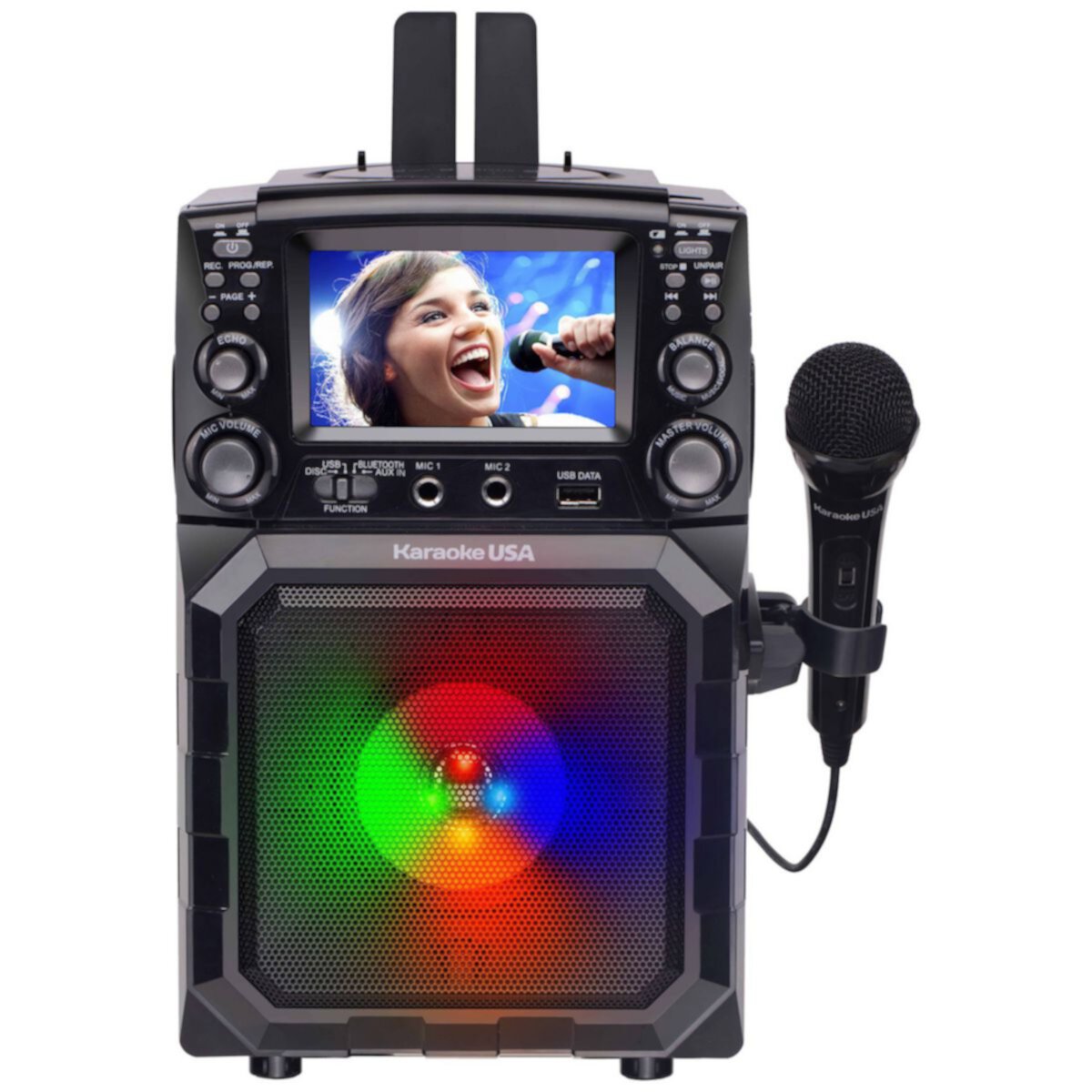Караоке США Портативный караоке-плеер CDG / MP3G Bluetooth с 4,3 & # 34; Цветной TFT-экран и функция записи Karaoke USA