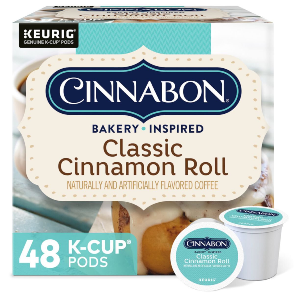 Cinnabon Classic Cinnamon Roll Coffee, Keurig® K-Cup® Pods, Light Roast - 48 шт. KEURIG