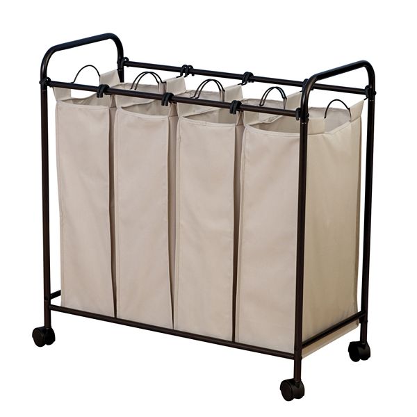 Household Essentials Rolling Quad Laundry Hamper Household Essentials