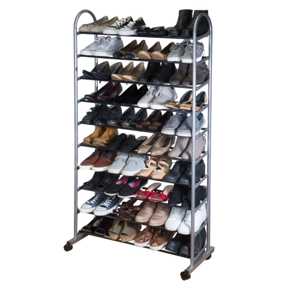 Simplify 10-Tier Mobile Rolling Shoe Rack Simplify