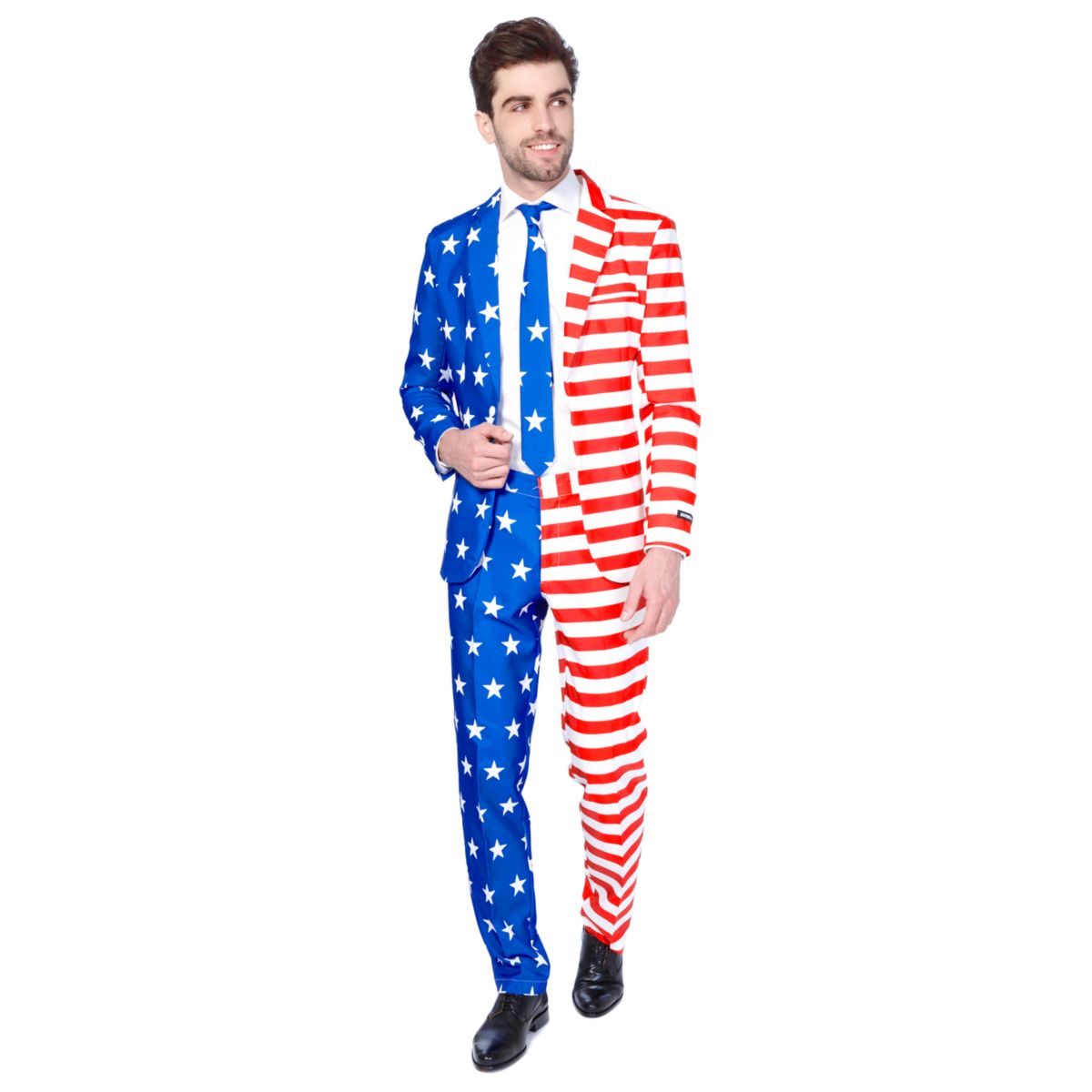 Мужской костюм Suitmeister Slim-Fit с флагом США, новый комплект костюма и галстука Americana Suitmeister