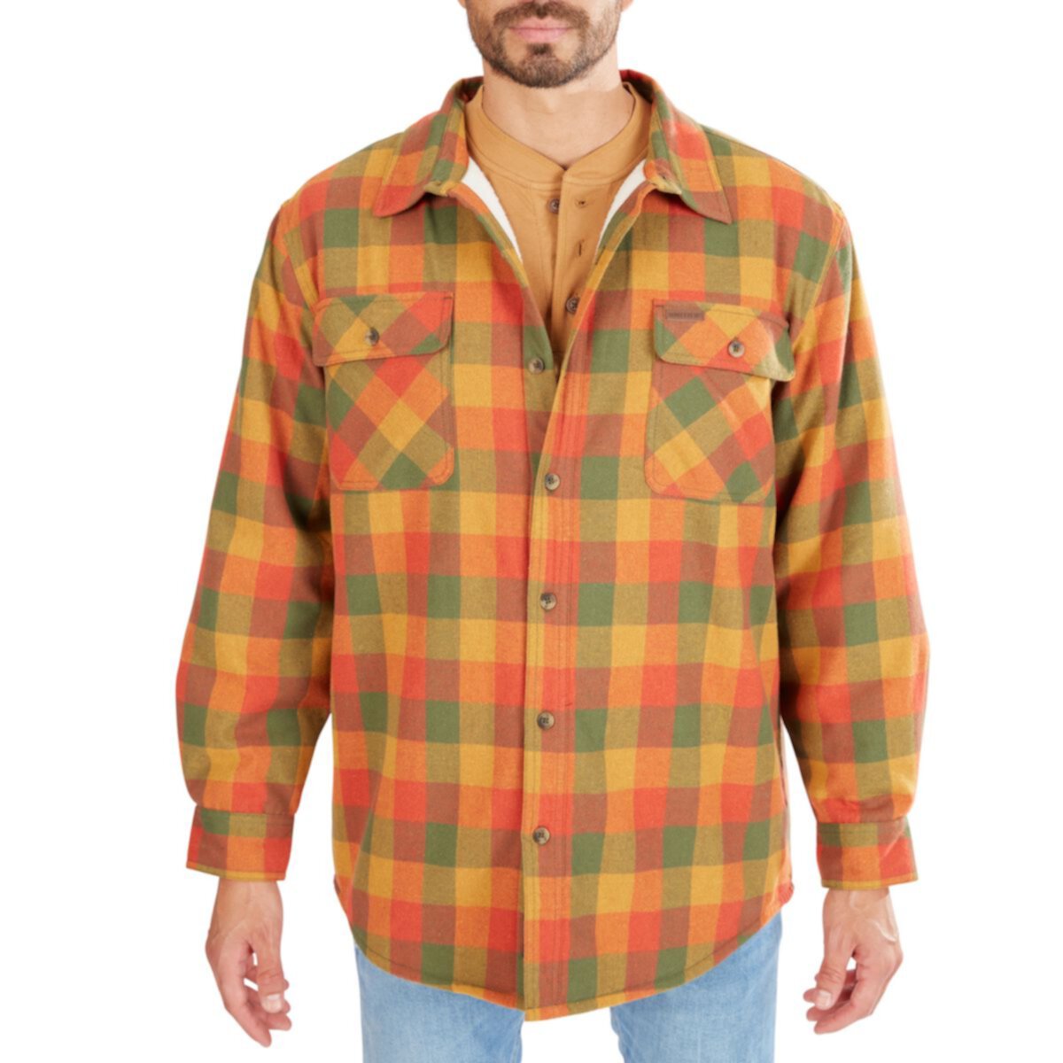 Мужская куртка-рубашка из хлопковой фланели Smith's Workwear в клетку с подкладкой из шерпы Smith's Workwear