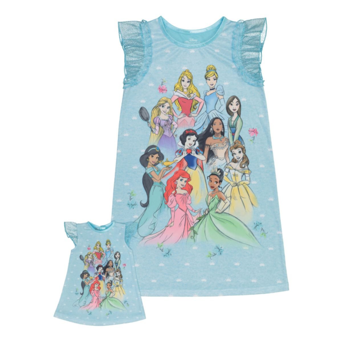 Дисней Princess Girls 4-8 Princess Dream Team Nightgown & Matching Doll Nightgown Licensed Character