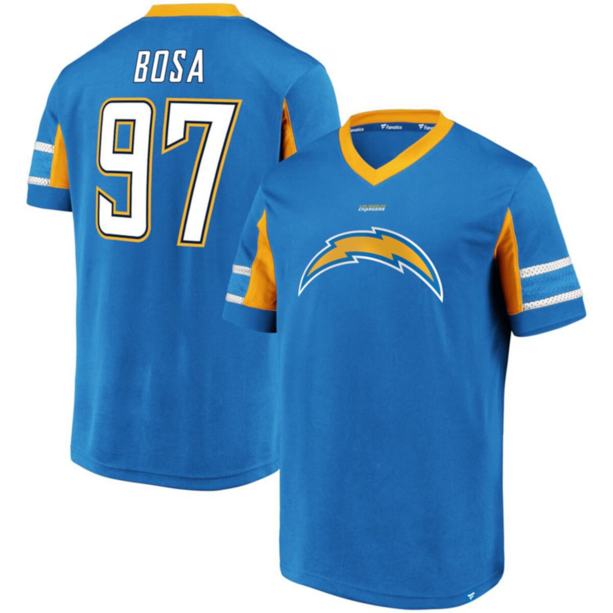 Мужская футболка с V-образным вырезом Fanatics Джоуи Боса для поклонников Los Angeles Chargers Fanatics