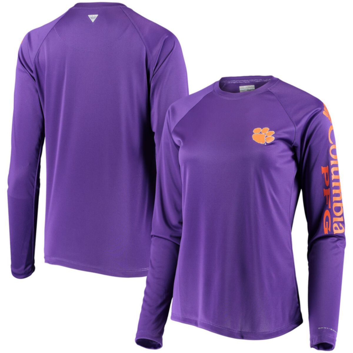 Женская футболка с длинным рукавом Columbia Purple Clemson Tigers PFG Tidal Omni-Shade Unbranded