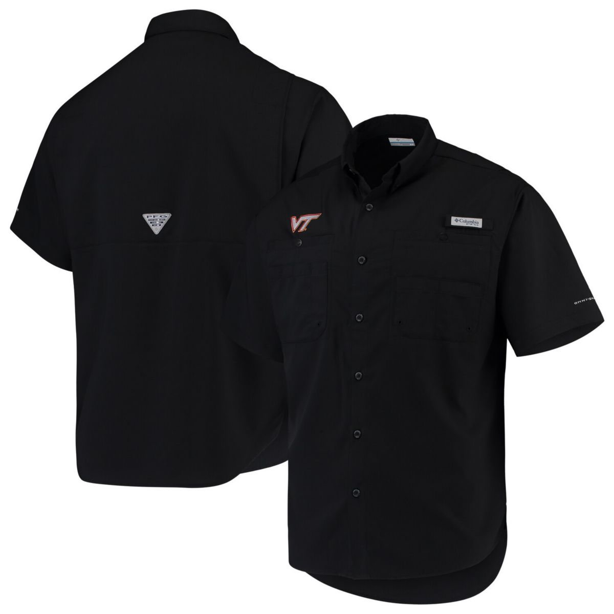 Мужская рубашка на пуговицах Columbia Black Virginia Tech Hokies PFG Tamiami Omni-Shade Unbranded