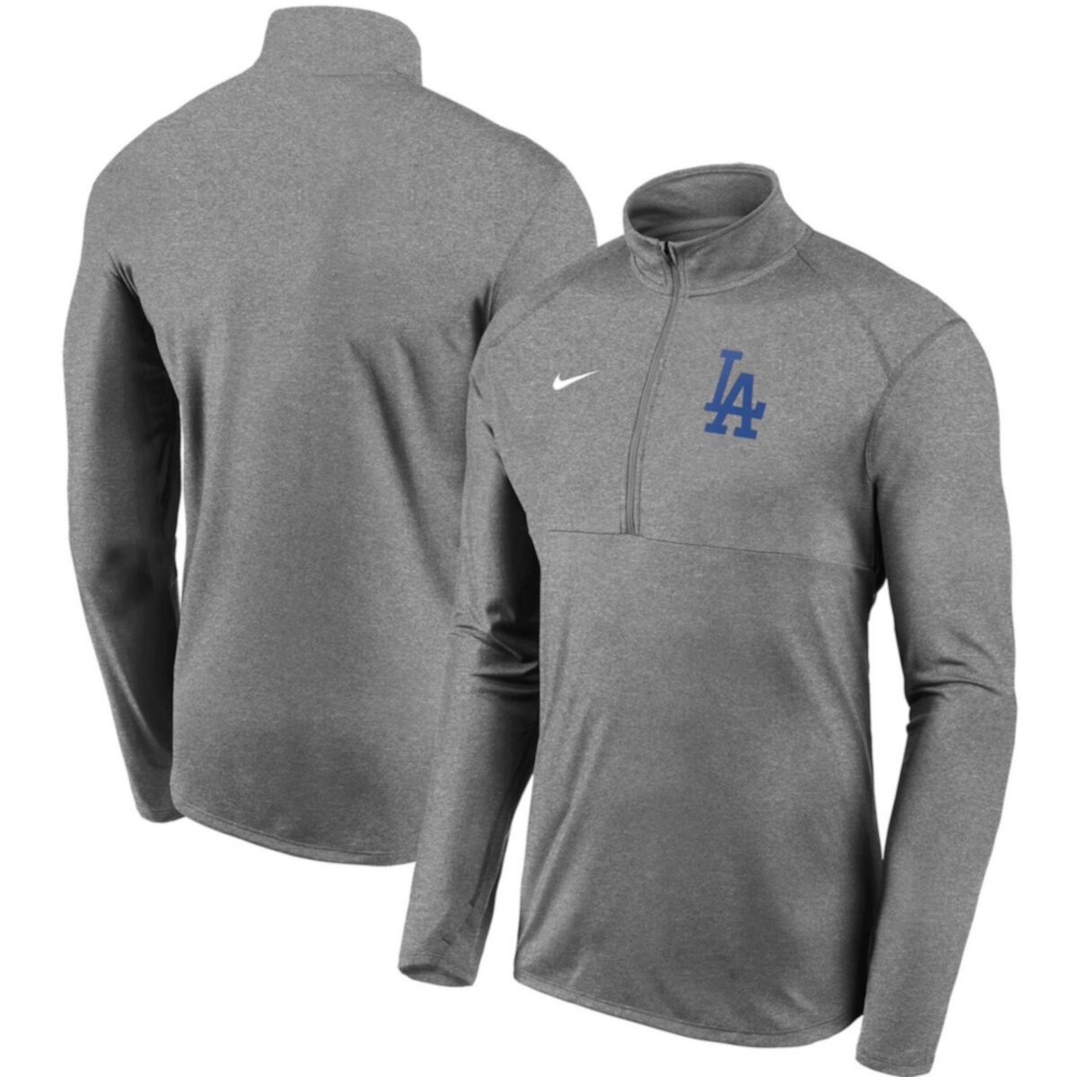 Мужская серая куртка-пуловер с молнией до середины молнии Nike серая команда Los Angeles Dodgers Team Nike