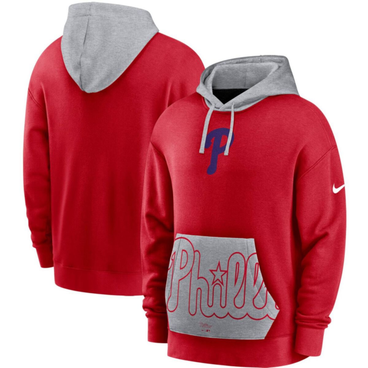 Мужской красный / серый пуловер Nike Philadelphia Phillies Heritage Tri-Blend с капюшоном Nike
