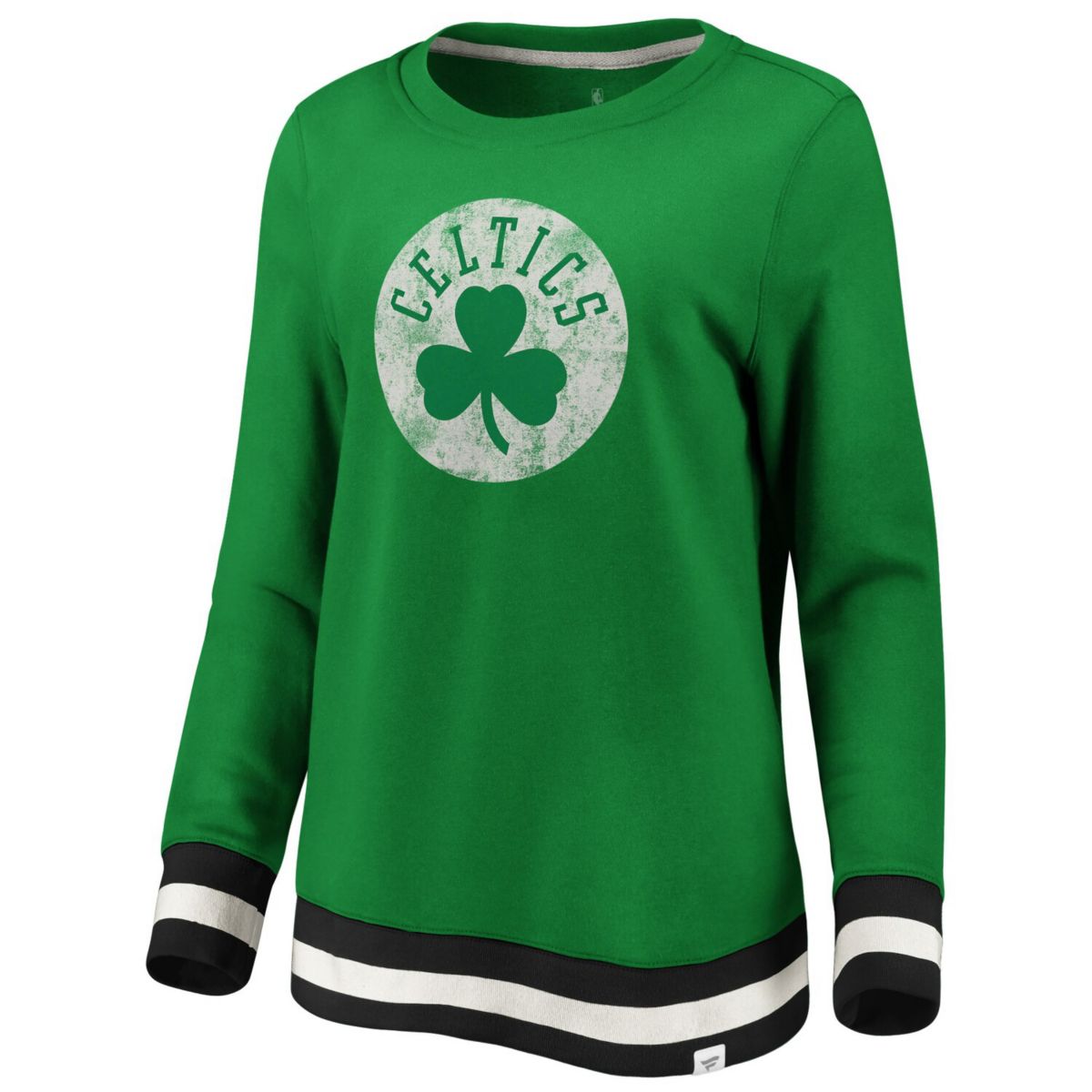 Женский флисовый свитшот с круглым вырезом в полоску с логотипом Kelly Green Boston Celtics True Classic Vintage Retro в полоску Fanatics