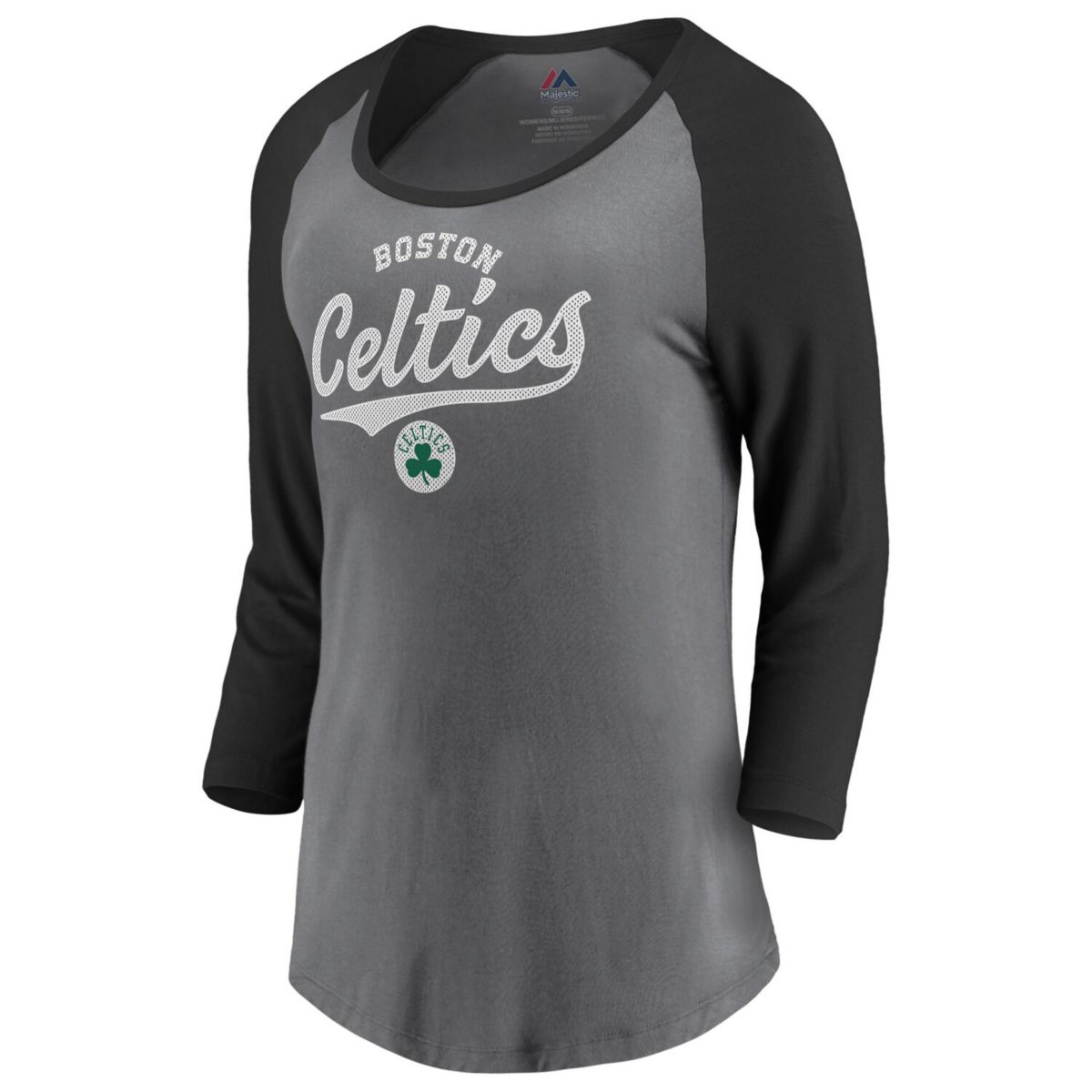 Женская футболка Fanatics серого/черного цвета Boston Celtics This Decides It с круглым вырезом и рукавами 3/4 Fanatics