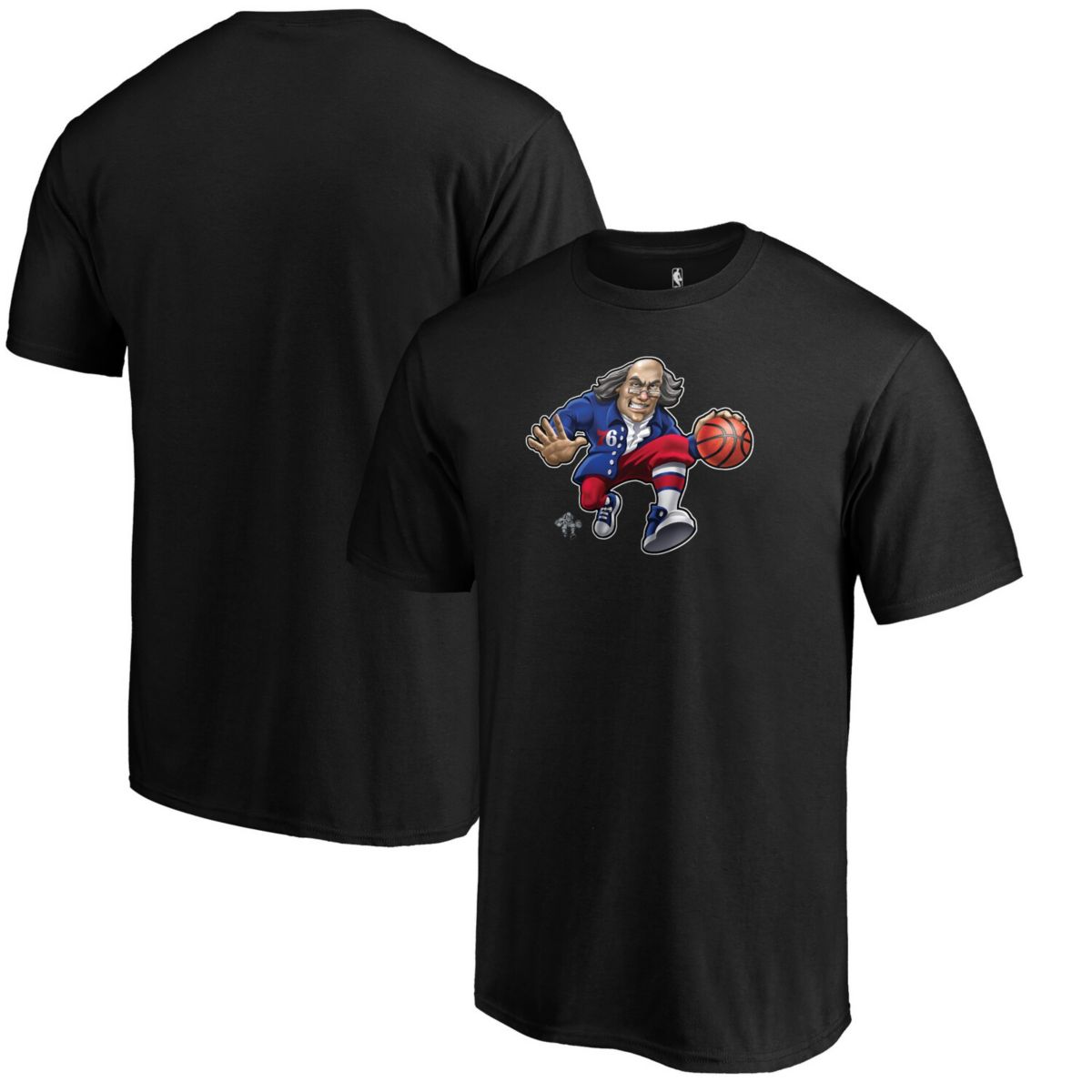 Мужская черная футболка с логотипом Fanatics Midnight Mascot Team Philadelphia 76ers Fanatics