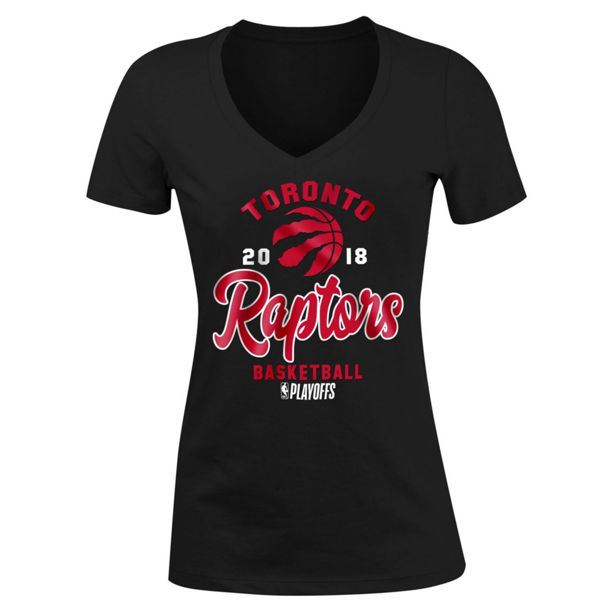 Женская футболка New Era Black Toronto Raptors 2018 из джерси для новорожденных плей-офф НБА с v-образным вырезом New Era