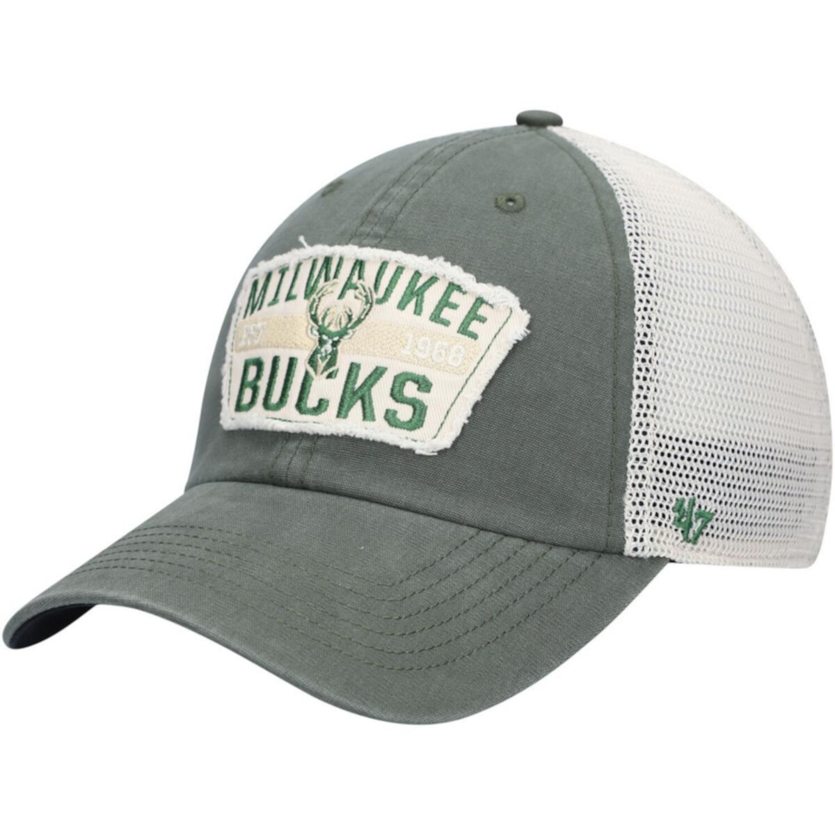 Men's '47 Hunter Green/White Milwaukee Bucks Crawford Clean Up Snapback Hat Unbranded