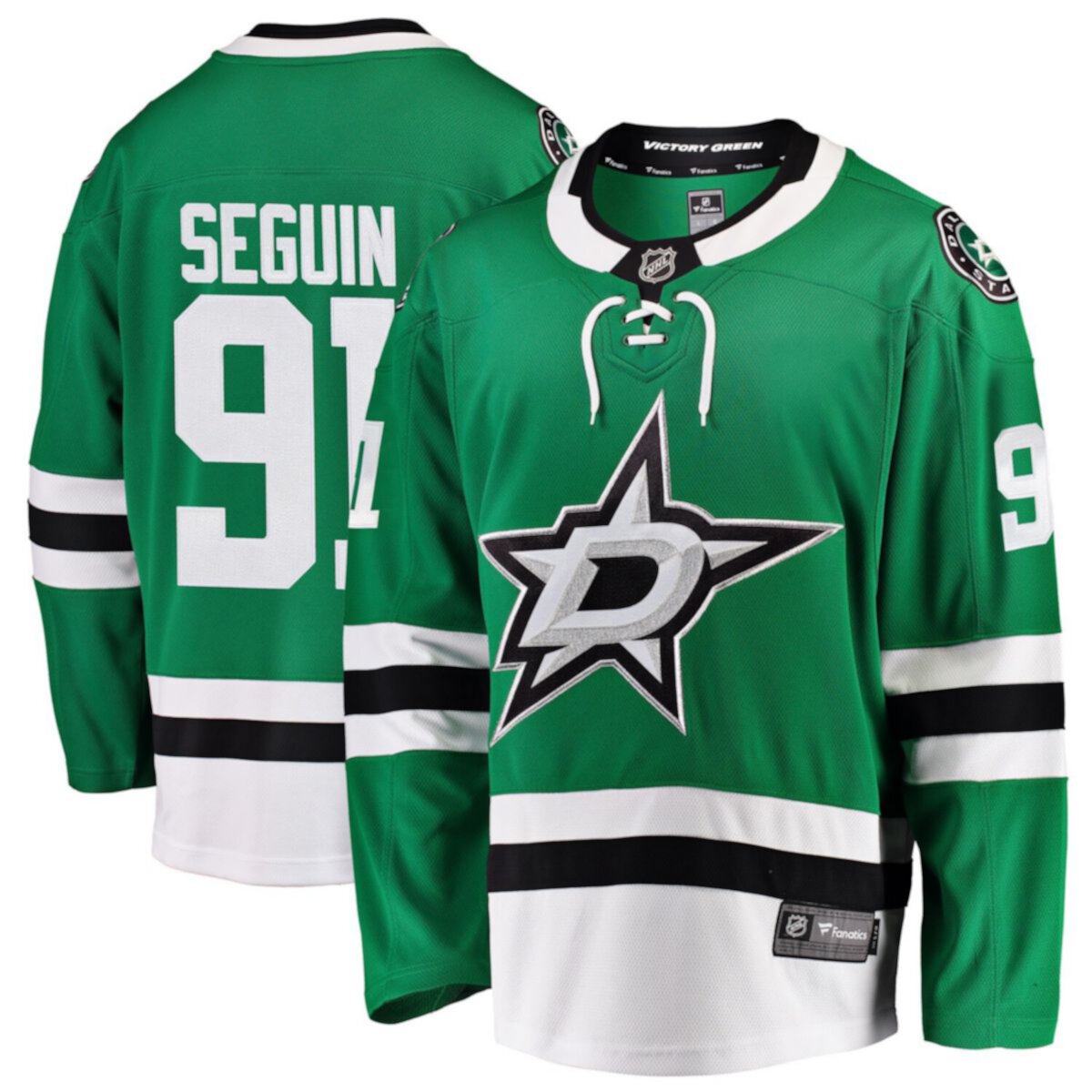 Футболка мужская Tyler Seguin от Fanatics зеленая Dallas Stars с уникальными элементами Fanatics