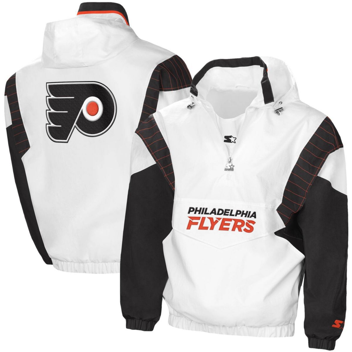 Мужская белая куртка-пуловер с молнией и половинной молнией с кроссовками Philadelphia Flyers Breakaway Spring для начинающих Starter