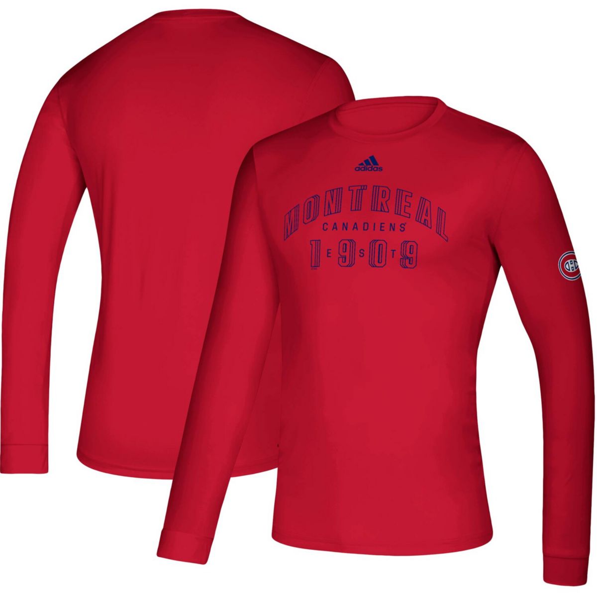 Красная мужская футболка с длинным рукавом adidas Montreal Canadiens Creator climalite Adidas
