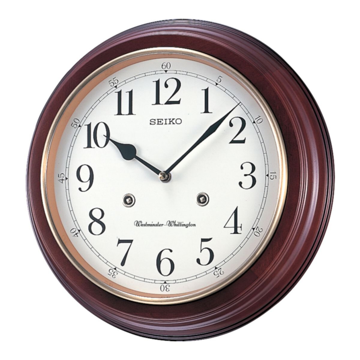 Seiko 12 & # 34; Круглые настенные часы с отделкой из дерева Seiko