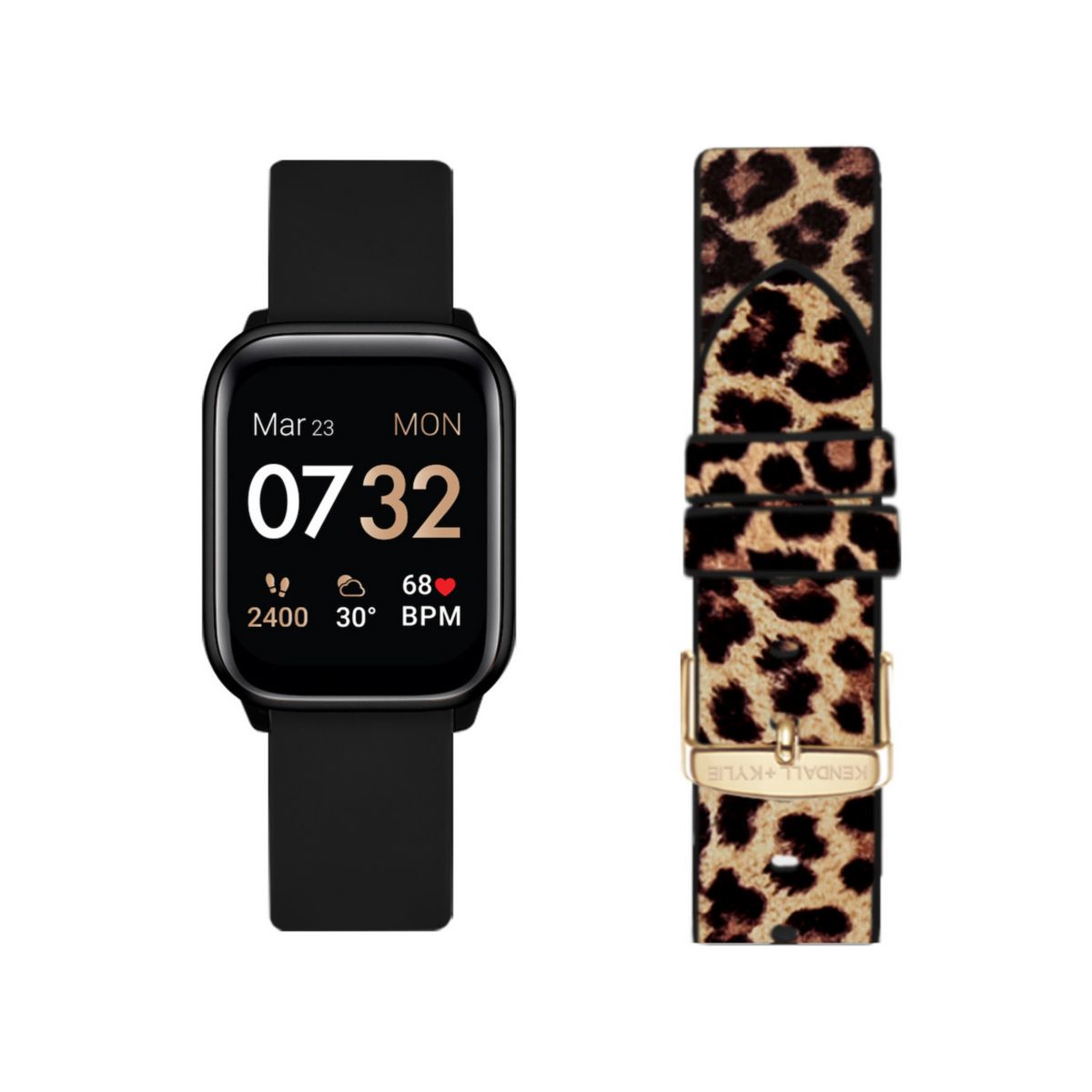 Женские смарт-часы KENDALL & KYLIE с черным/леопардовым ремешком KENDALL + KYLIE