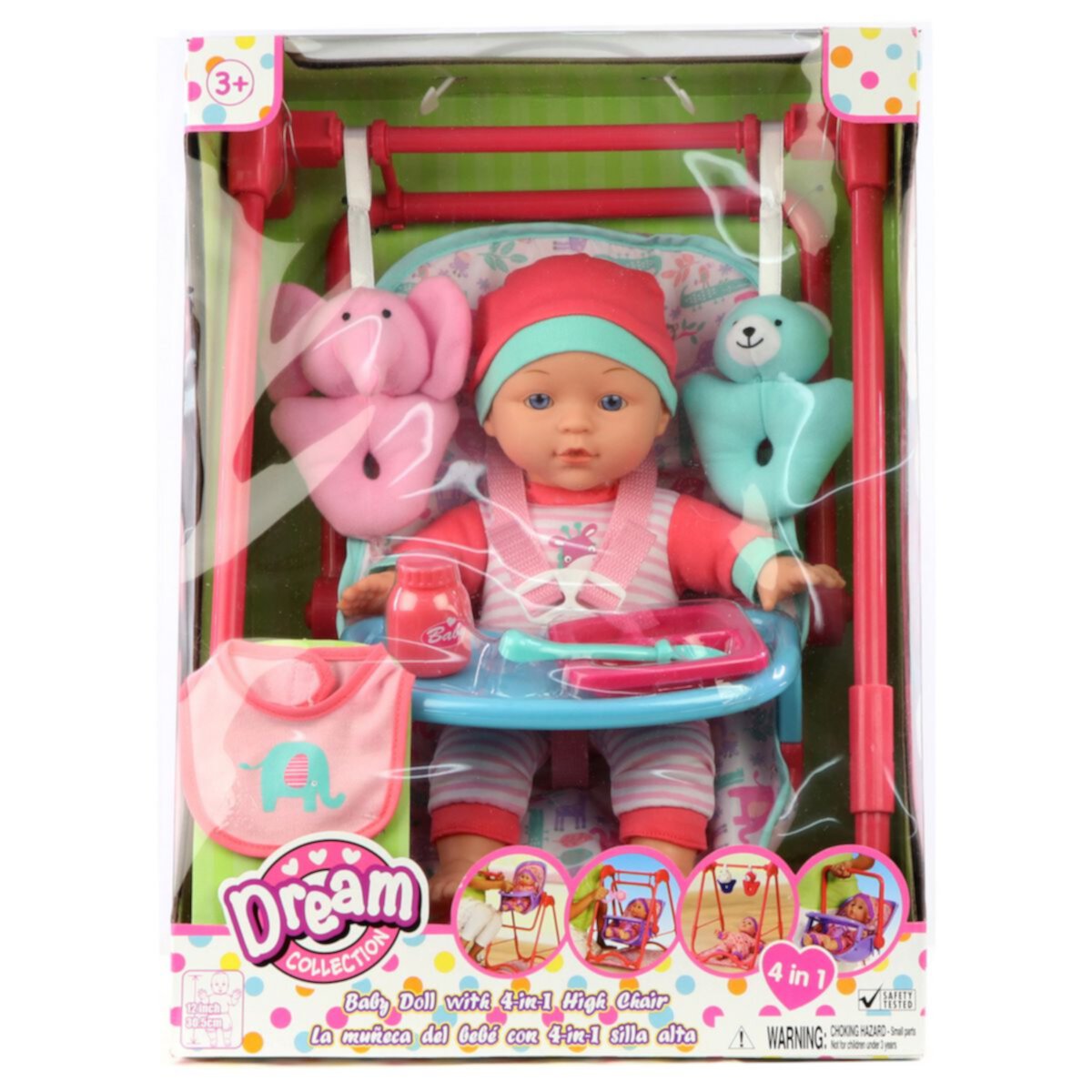 Кукла DREAM COLLECTION 12" 4-в-1 Игровой Набор с Высоким Стулом DREAM COLLECTION