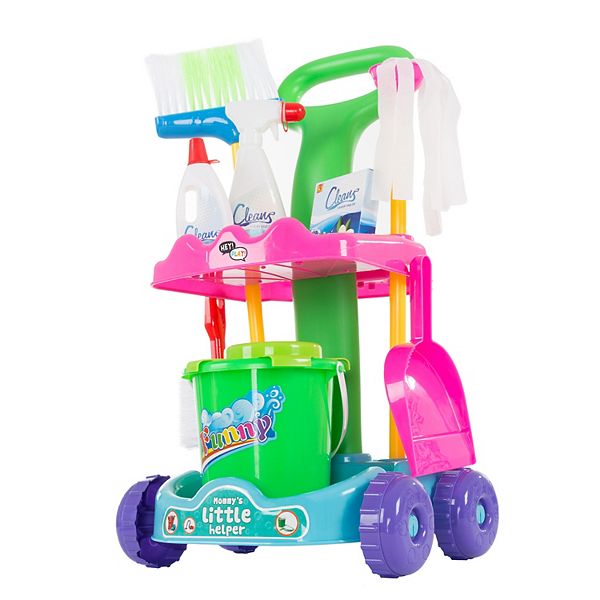 Pretend Play Cleaning Caddy Set on Wheels by Hey! Play! Hey! Play!