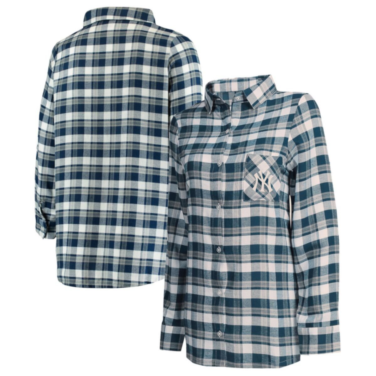 Женские концепции Спорт Темно-синий / серый New York Yankees Фланелевая ночная рубашка больших размеров Piedmont Unbranded