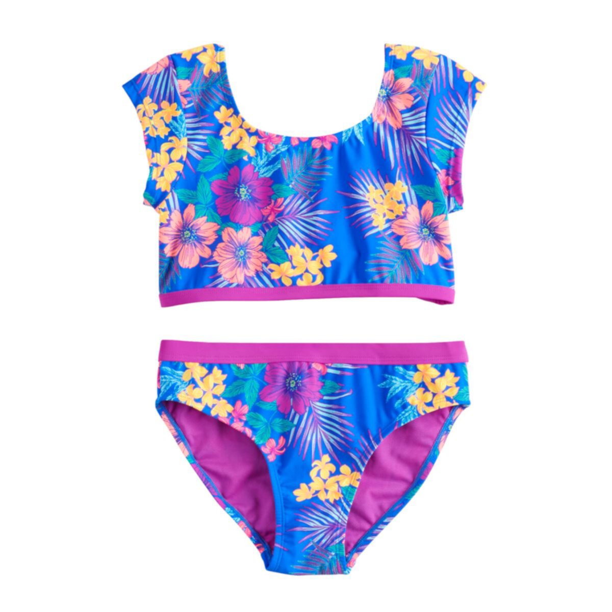 Комплект бикини и низа купальника SO® Surf Island с цветочным принтом и бантом спереди для девочек 7–16 лет SO