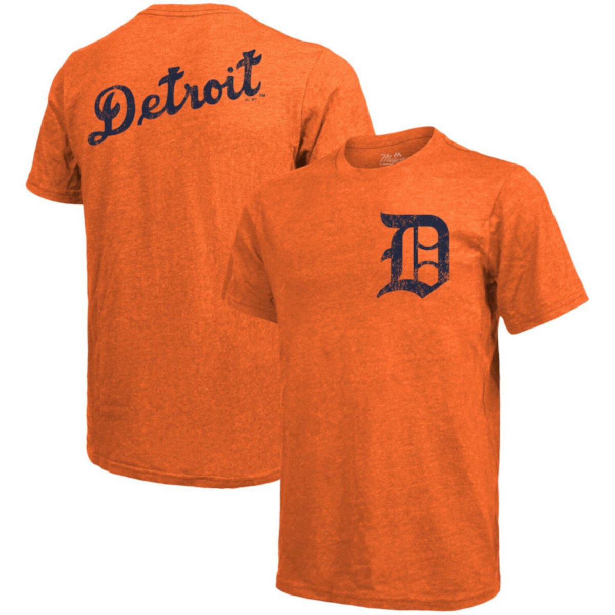 Мужская футболка из трех смесей с логотипом Majestic Threads оранжевого цвета Detroit Tigers Throwback Majestic