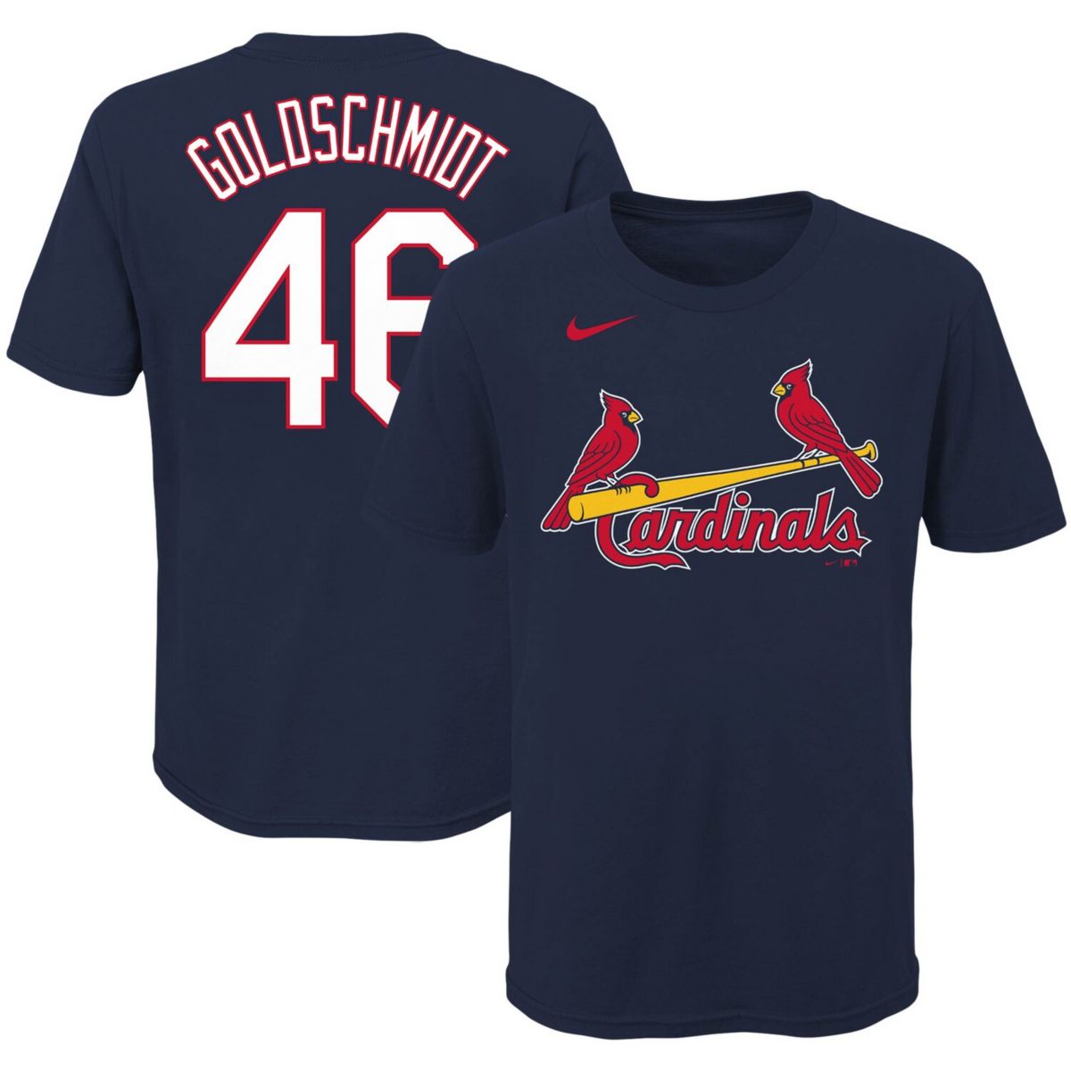 Молодежная футболка Nike Paul Goldschmidt Navy St. Louis Cardinals с именем и номером игрока Nike