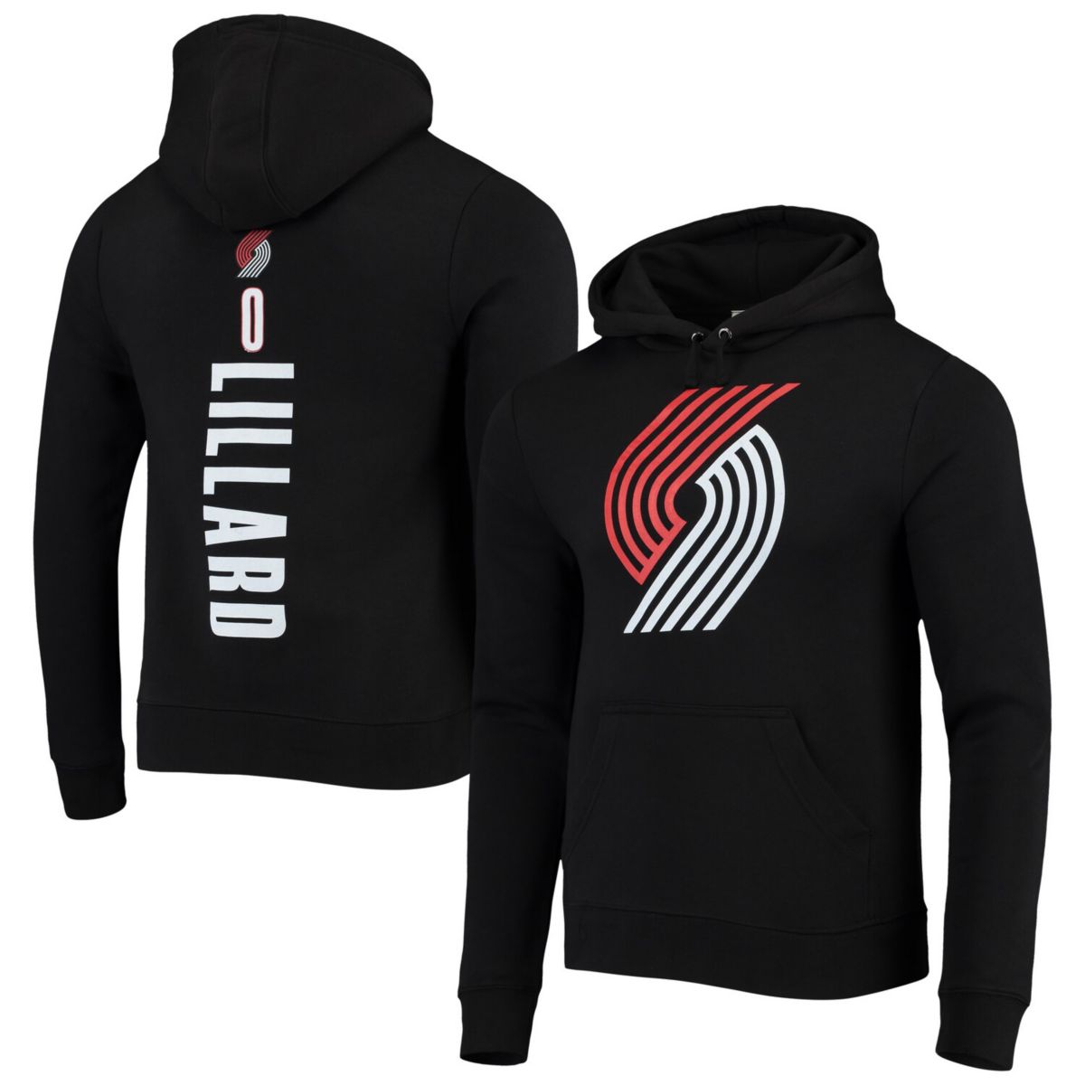 Худи с капюшоном Fanatics черного цвета с принтом Damian Lillard, Portland Trail Blazers Fanatics