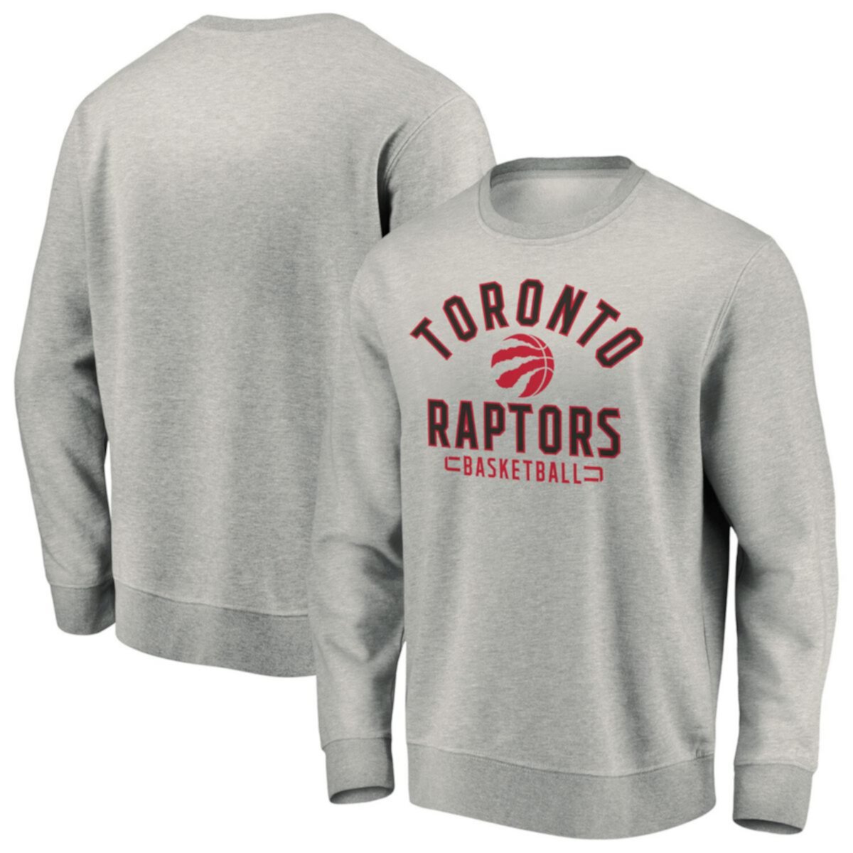 Men's Fanatics Branded Heathered Gray Toronto Raptors Iconic Team Arc Stack Fleece Sweatshirt Fanatics