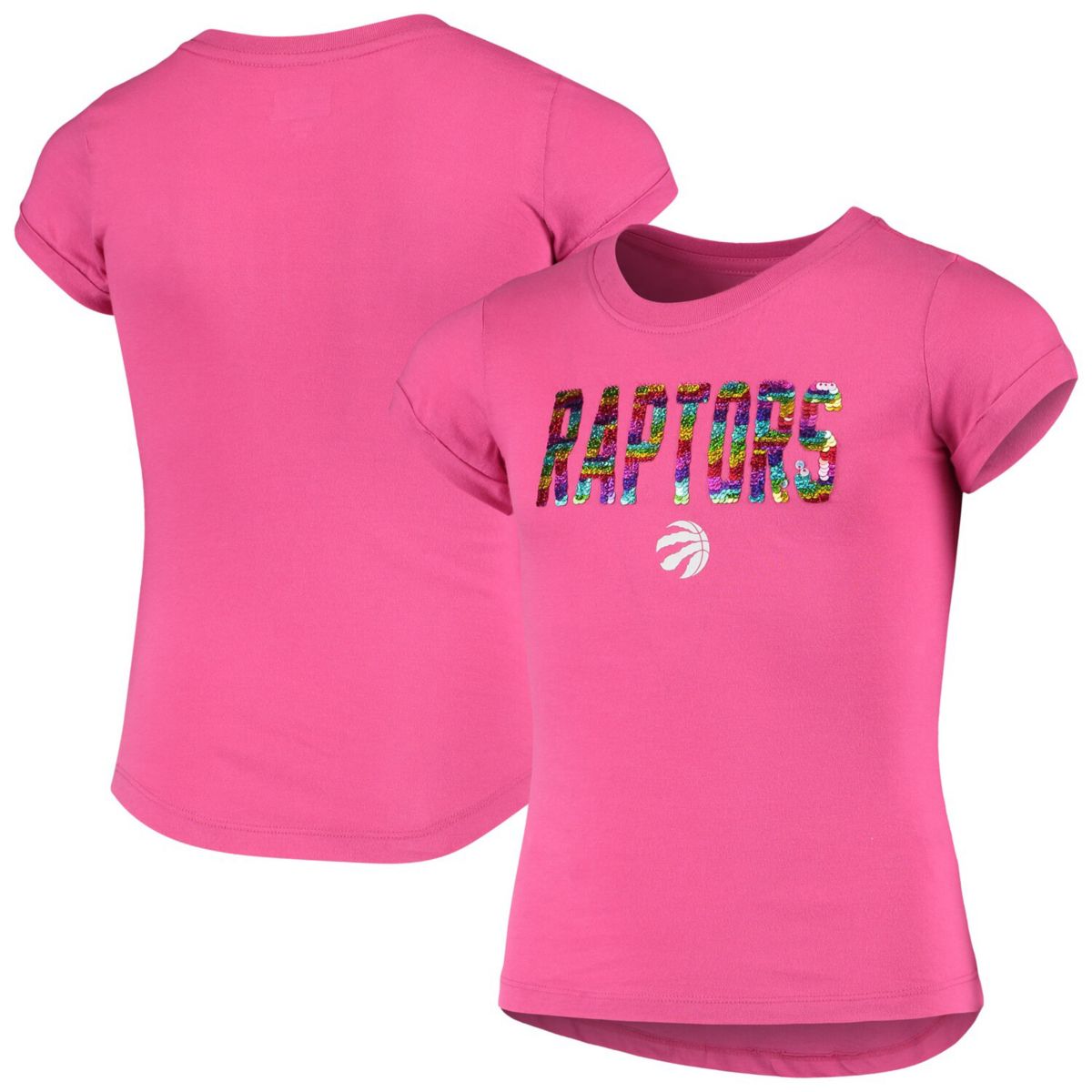 Girls Youth New Era Pink Toronto Raptors Sequin Logo Baby Jersey T-Shirt New Era