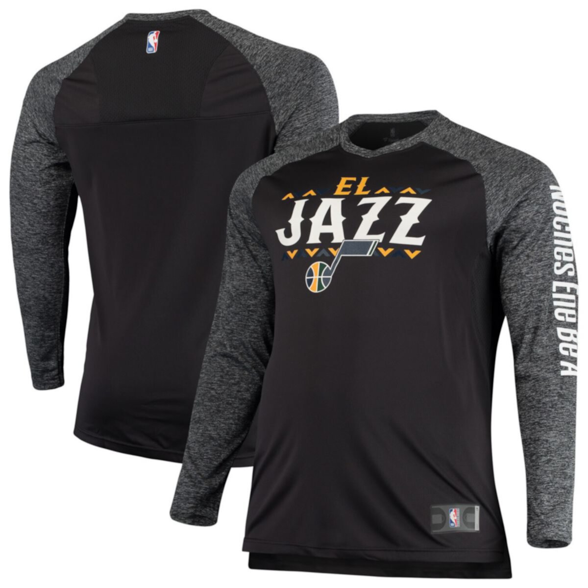 Men's Fanatics Branded Gray Utah Jazz Noches Shooting Long Sleeve Raglan V-Neck T-Shirt Fanatics