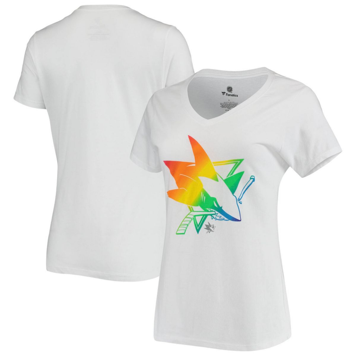 Women's Fanatics Branded White San Jose Sharks Pride V-Neck T-Shirt Fanatics