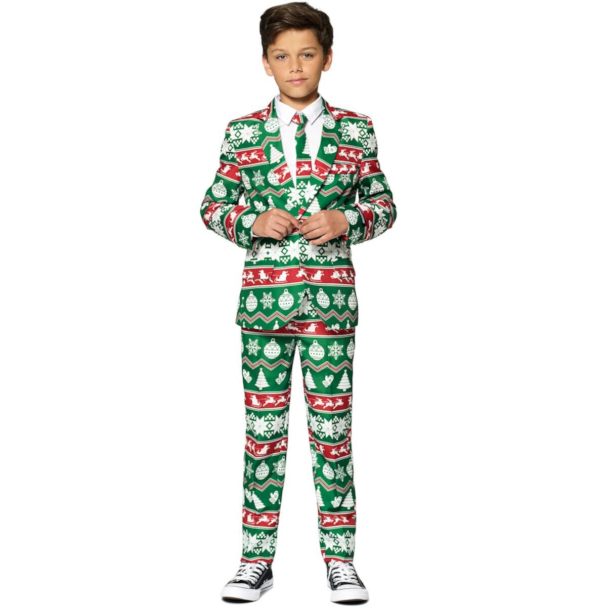 Зеленый рождественский костюм в скандинавском стиле для мальчиков 4–16 лет. Suitmeister