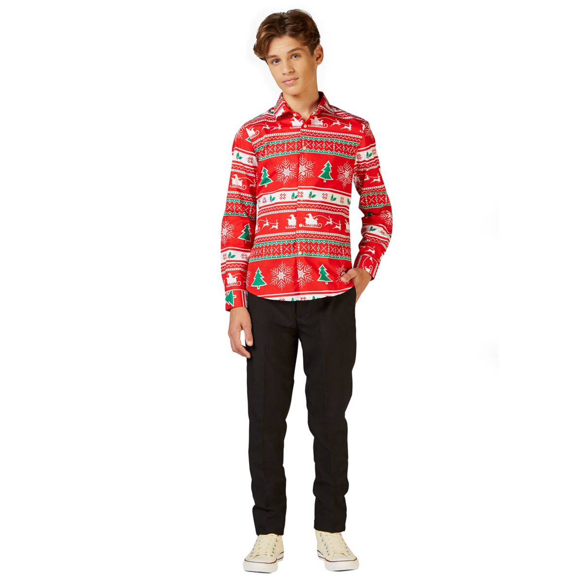 Рождественская рубашка OppoSuits Winter Wonderland для мальчиков 10-16 OppoSuits