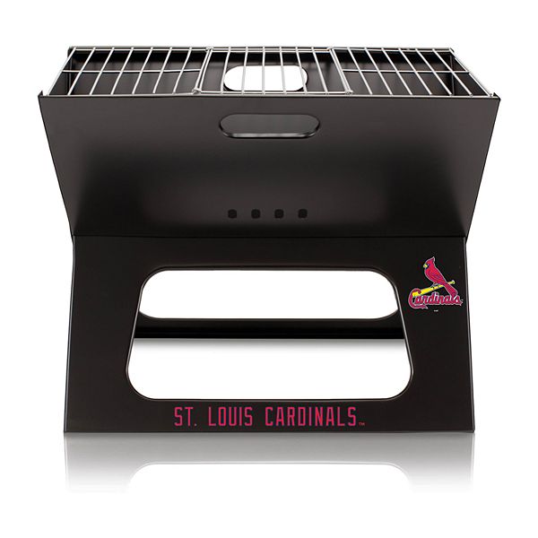 Портативный гриль Picnic Time St. Louis Cardinals X-Grill, 47 см x 28 см, складывающийся, с чугунной решеткой для углей, черный Picnic Time