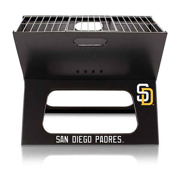 Портативный гриль Picnic Time San Diego Padres X-Grill с графикой, складной, стальной, 47 см x 28 см, в чёрной сумке Picnic Time