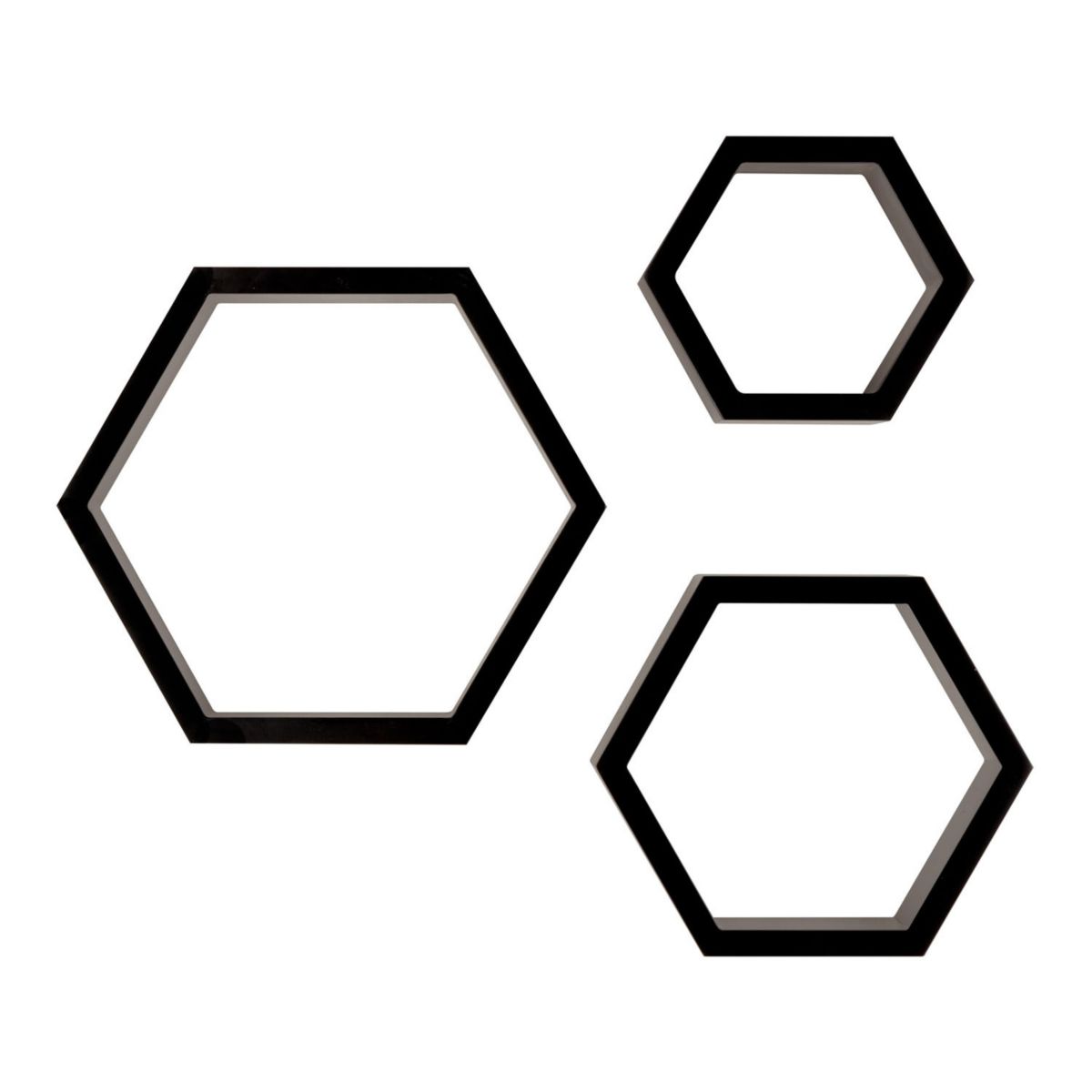 Набор плавающих полок в геометрическом стиле, 3 предмета, черный, 35.6 см х 14 см Pinnacle