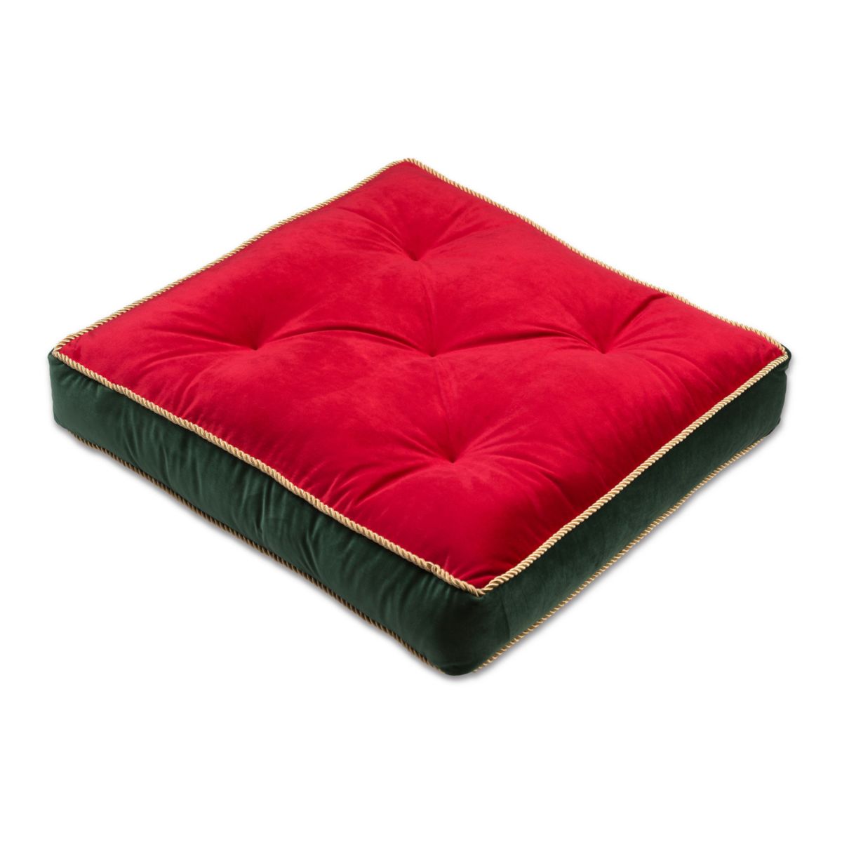Красно-зеленая бархатная напольная подушка Tempo Home