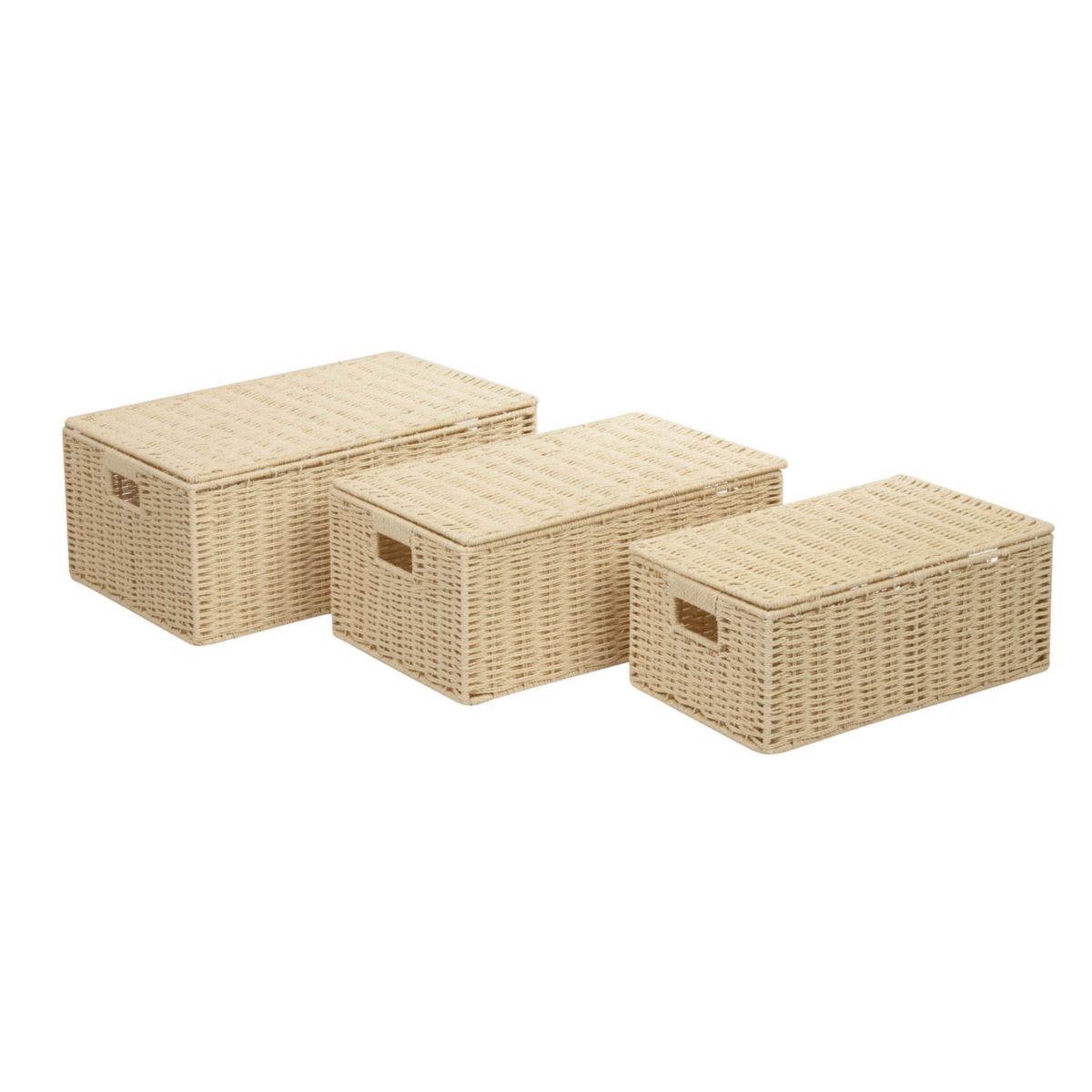 Honey-Can-Do Set of 3 Parchment Cord Storage Box Set Honey-Can-Do