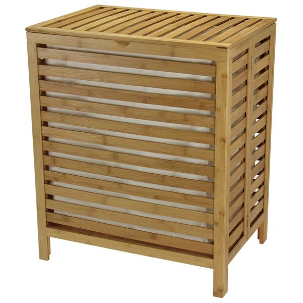 Household Essentials Bamboo Open-Slat Laundry Hamper Household Essentials