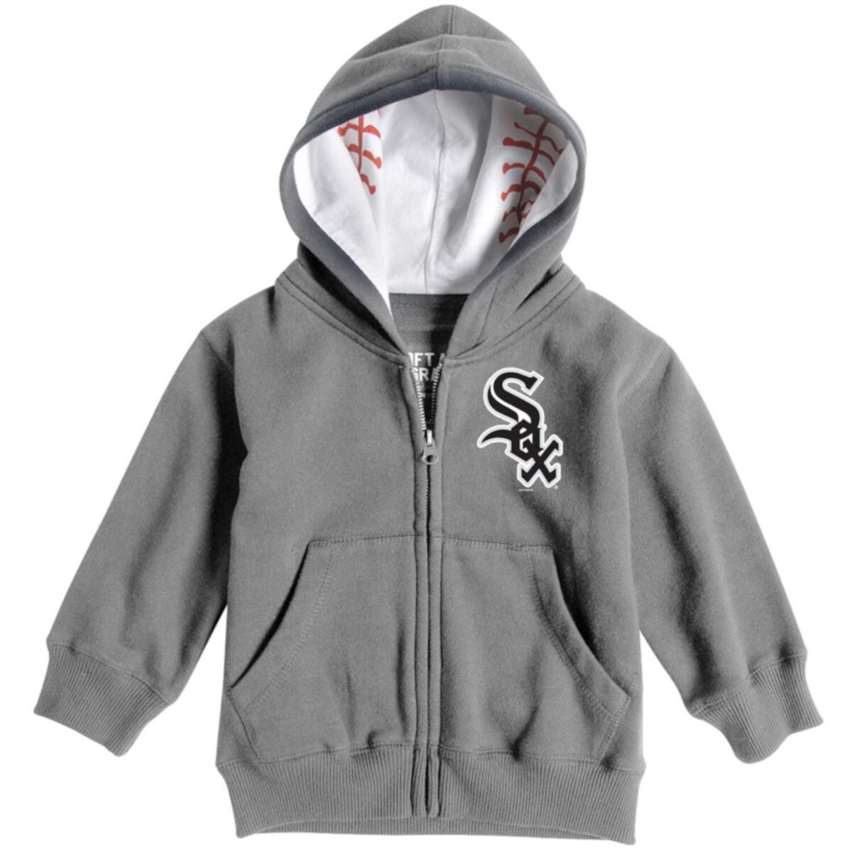 Детское серое худи на молнии с принтом Chicago White Sox от Soft as a Grape Soft As A Grape