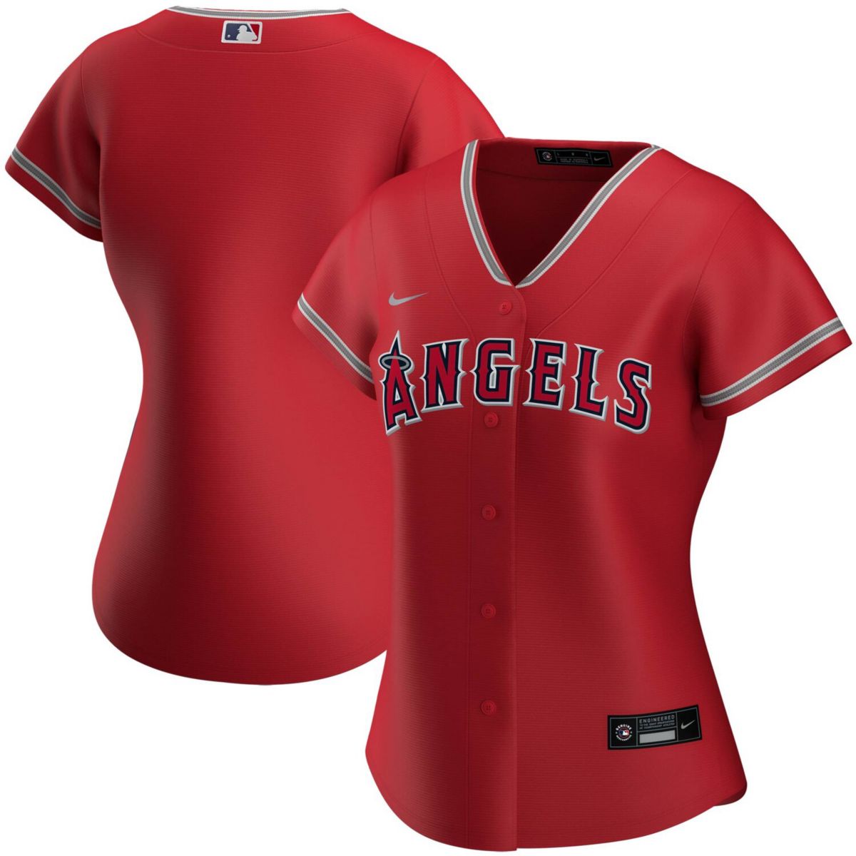 Женская красная футболка команды Los Angeles Angels от Nike с коротким рукавом Nitro USA