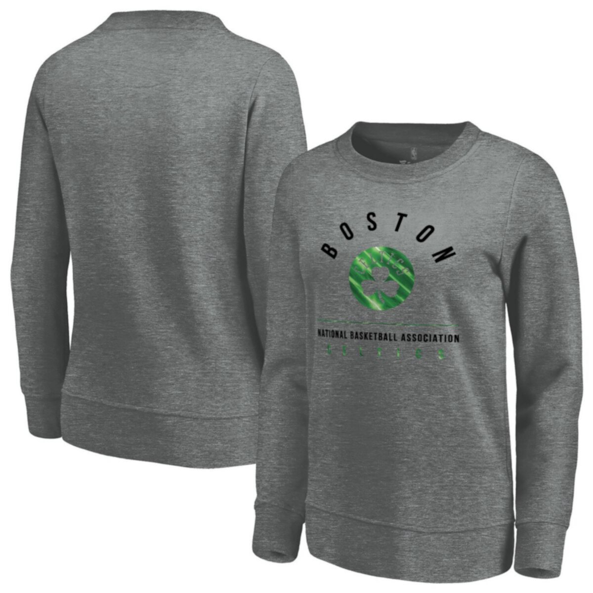 Women's Fanatics Branded Heathered Gray Boston Celtics Versalux Triumph Crew Neck Sweatshirt Fanatics